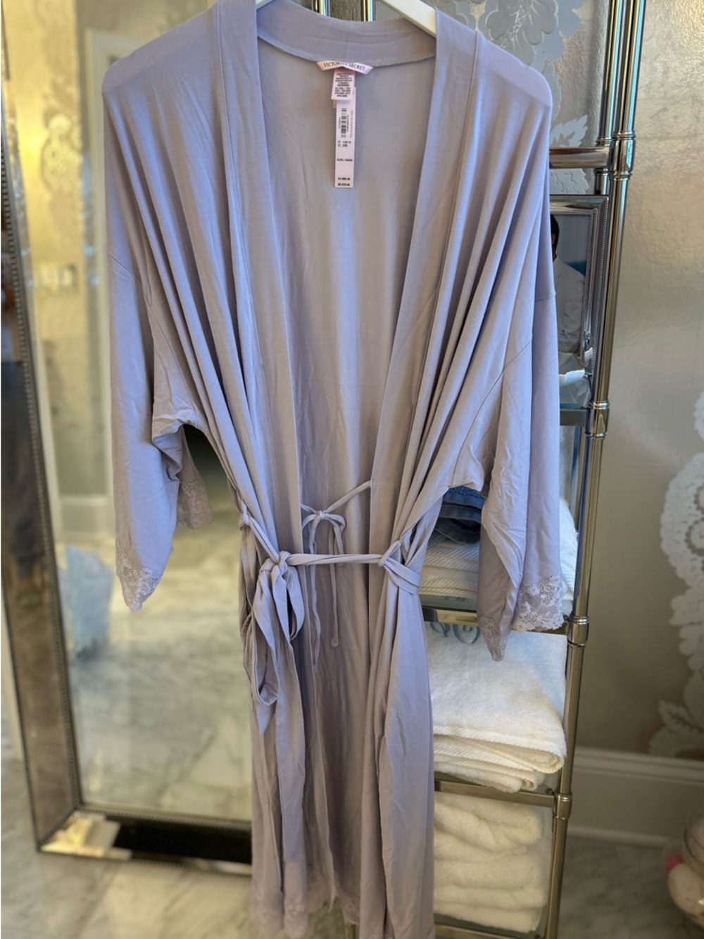 Victoria's Secret SoSoft Lace-Trim Robe/ Crystal Violet Size XL